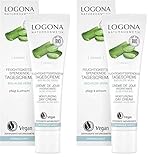 Bio Tagescreme von LOGONA Naturkosmetik für intensive Feuchtigkeit mit Bio Aloe Vera, Natürliche Gesichts-Creme bei trockener Haut, Vegane Pflege, 30ml (Packung mit 2)