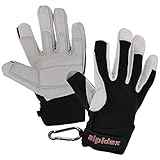 ALPIDEX Klettersteighandschuhe Mountain Mamba Unisex Echtleder Lederhandschuhe Kletterhandschuhe Finger Gloves Via Ferrata Daumen und Zeigefinger offen, Größe:L, Farbe:Wild Black