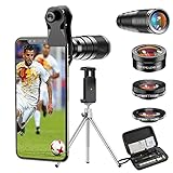 APEXEL HD Handyobjektiv-22X Teleobjektiv+25X Makroobjektiv+120 ° Weitwinkelobjektiv+205 ° Fisheye 4 IN 1 Telefonobjektiv-Kit mit Stativen für iPhone 11 Pro Huawei P30 Samsung