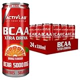 Activlab BCAA Xtra Drink Ready-to-Drink; Set mit 24 x 330 ml Dosen 5000 mg BCAA in einer Dose; null Zucker; Orangengeschmack; Aminosäuregetränk; Regeneration des Körpers und Ausdauer