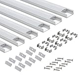 StarlandLed LED-Profil 6 × 1M, Aluminium Profil U-Form mit Abdeckung, Endkappen und Montageclips für LED-Streifen-Lichter