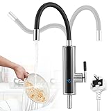 Elektrischer Wasserhahn mit Durchlauferhitzer,3000W 360°Schwenkbar Küchenarmatur Armatur mit Integriertem Durchlauferhitzer Wasserhahn Temperaturanzeige,für Küche,Wohnwagen,Camping[EnergieklasseA]
