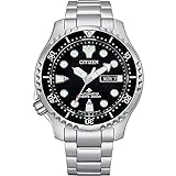 Citizen Herren Analog Automatik Uhr mit Edelstahl Armband NY0140-80EE, Schwarz