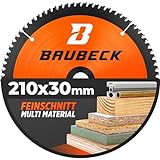 BAUBECK Sägeblatt 210x30 - Multi Material Feinschnitt - Sägeblatt 210x30 Holz, Aluminium uvm. - Kreissägeblatt 210x30 kompatibel mit Scheppach, Parkside uvm.
