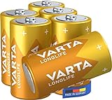 VARTA Batterien C Baby, 6 Stück, Longlife, Alkaline, 1,5V, ideal für Fernbedienungen, Wecker, Radios, Made in Germany