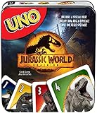 ​UNO Jurassic World Dominion Kartenspiel mit Filmdeck, Sonderregeln und Aufbewahrungsdose, Geschenk und Sammlerstück für Dinosaurier-Fans