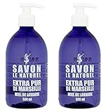 Savon Le Naturel - Extra Pure de Marseille, Lavendelhonig, 500 ml, 2 Stück