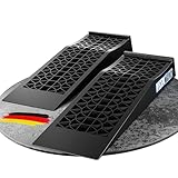 WERKTHOR Auffahrrampe PKW extra flach - [2er Set] Auto Rampe bis 3T - Hochbelastbare Rampe Auto für Sportwagen & tiefergelegte Fahrzeuge - 2X Auffahrrampen PKW