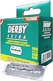 Derby Extra Zweischneidige Sicherheits-Rasierklingen, Pack mit 100 Klingen