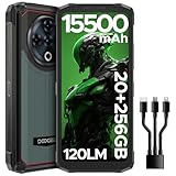 DOOGEE Fire 6 Power Outdoor Handy 20GB + 256GB/2TB, 15500mAh(33W) Outdoor Smartphone, 120LM Taschenlampe, 6,56 Zoll HD+ Outdoor Handy Ohne Vertrag Android 14, 50MP Kameran, Dual 4G SIM/NFC/GMS/Face ID
