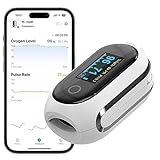 Vibeat Bluetooth Pulsoximeter mit 12 Offline-Daten, Wiederaufladbare Sauerstoffsättigung Messgerät Finger, Kontinuierlicher Überwachung Pulsoximeter Fingeroximeter, bequem Herzfrequenzmonitor mit APP