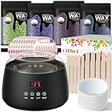 Waxing Set,LCD-Display,Silikonschale,Wachswärmer Wachs Haarentfernung mit 400g Waxing Perlen,20 Holzspateln,10 Papierringe zu Hause CITHOT