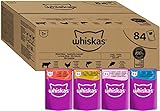 Whiskas Adult 1+ Katzennassfutter Gemischte Auswahl in Gelee, 84 Portionsbeutel, 84x85g (1 Großpackung) – Hochwertiges Katzenfutter nass, für ausgewachsene Katzen