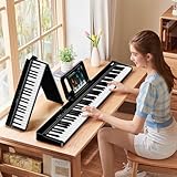 TERENCE E Piano 88 Tasten, Keyboard Piano mit Halbgewichtet, Faltbares Klavier mit Aufnahme und Bluetooth-Unterstützung, mit Pedal und 4-Einheiten-Lautsprecher, Bevorzugte Wahl für Anfänger