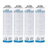 CFH Universaldruckgasdose AT 2000 – 4 Stück, Druck Gas Dose mit Anschraubgewinde nach DIN EN 417, Propan/Butan-Gasgemisch (30%/70%), 4x Inhalt 330 g, Für Gasgeräte mit Schraubanschluss nach DIN 521