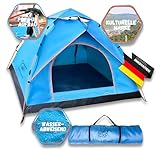 Loreley® Zelt Natur am MITTELRHEIN Germany Premium für 2-4 Personen - wasserdicht - schneller & Leichter Aufbau - Ultralleicht & kleines Packmaß - Camping-Outdoor-Festival-Angel-Motorrad (Blau)