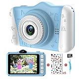 Kinderkamera - Digitalkamera Kinder mit 3,5-Zoll-Großbildschirm 1080P HD 12MP Eingebaute 32GB SD-Karte USB Wiederaufladbare Selfie Kamera für 3 - 10 Jahre Alter Mädchen Geburtstag Spielzeug