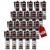 PRITEX – Profi Montagekleber Weiß 20x 300 ml – Baukleber für Holz-Paneele, Kabelkanäle, Sockelleisten, Styropor, Fliesen, Beton uvm. – haftstarker Universalkleber auf Acrylatdispersion-Basis für innen