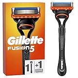 Gillette Fusion 5 Nassrasierer Herren, Rasierer + 1 Rasierklinge, mit Gleitstreifen für eine gründliche Rasur, Geschenk für Männer