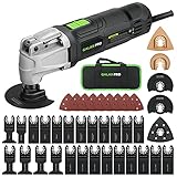 GALAX PRO Oszillierende Werkzeuge, 6 variable Geschwindigkeiten, 15000-22000RPM Multifunktionswerkzeug, 260 W, 40-teilig, Zubehör mit Schnellspanner Multifunktionsklingen mit Tragetasche