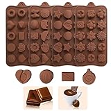 4 Stück Schokoladenform Silikon, Antihaft Pralinenform Silikon, 38 Verschiedene Silikonform Schokolade, Süßigkeitenform, Schokoladenform 3D Chocolate Molds, Silikonform für Schokolade Gelee Eiswürfel