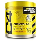 C4 Original Pre Workout Pulver, Ananas Kopf, 60 Portionen | Zuckerfreies Pre Workout Energiegetränkepulver mit 150mg Koffein, 1500mg Kreatin Monohydrat, 1600mg Beta Alanin