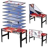 HLC 14 In 1 Multigame Spieletisch, Billard/Baketball/Tischtennis/Speed-Hockey/Bogen/Bowling/Lagerkugel/Hufeisen/Kragen/Schach/Tic-Tac-Toe/Mikado Spiel/Backgammon.