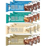 FULFIL Protein Riegel mit Vitaminen, Kollagen & Folsäure - Eiweiß Riegel Box (12x 55g) - Milk Chocolate, Chocolate-Hazelnut, Salted Caramel & White Chocolate-Cookies & Cream - High Protein Bars