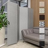 HEXIM Paravent 180x180 cm - Trennwand 4-teilig klappbar für Innenbereich - Terrasse Garten Sichtschutz Stellwand Spanische Wand freistehend (LR188-grau)