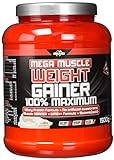 BWG Mega Muscle Weight Gainer 100% Maximum, Muscle Line, Mega Vanilla, Dose mit Dosierlöffel, 1er Pack (1 x 1500g)
