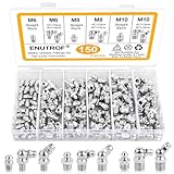 ENUTROF Schmiernippel Sortiment Set 150Stk M6 M8 M10 Kit Kegelschmiernippel Fettnippel 45° 90° 180° mit Aufbewahrungsbox für Schmierpressen Abschmiernippel Kegelnippel