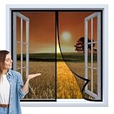 Fliegengitter, Magnet-Fliegengitter mit Insektenschutz für Balkon, KüChe Und Schlafzimmerfenster, Waschbare Und Faltbare Bildschirme, 50×95cm, Schwarz