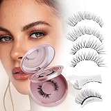 Magnetische Wimpern mit Applikator 2 Paar Wimpern Magnetisch Set Magnet Wimpern Natürlicher Look Wiederverwendbar Magnetic Eyelashes(style-AK8)