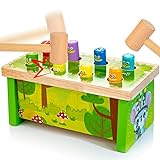 KIDWILL Klopfbank Hammerspiel für Kinder ab 1 2 3 Jahre, Montessori Spielzeug Lernspielzeug mit 2 Hämmern, Gutes Geschenk für Baby Kleinkinder