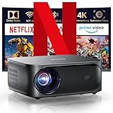 【Netflix offiziell & Dolby Audio】 4K Beamer,30000 Lumen iSinbox WiFi6 Bluetooth tragbare Beamer,Full HD 1080P Projektor mit Remote Fokus und Trapezkorrektur,100%-50% Zoom Heimkino/Outdoor Beamer