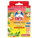 WC-Ente Frische-Siegel Nachfüller, körbchenloser WC-Reiniger, 12 Gel WC-Steine, Tropical Summer Duft, 2 x 36 ml