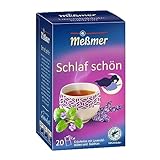 Meßmer SCHLAF SCHÖN, Lavendelblüte - Baldrian, 20 Teebeutel, Vegan, Glutenfrei, Laktosefrei