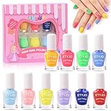 ETYJO Kinder Nagellack Mädchen Ungiftig, Peel Off Nagellack Kinder 10 Rainbow Farben Kindernagellack Set, Wasserbasis Schnelltrocknend Nagellack Set Kinder Mädchen Nail Art Geschenk