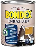 Bondex Compact Lasur KIEFER 0,75 L für 9,75 m² | Wasserbasierte Holzlasur | Intensiver Wetter- und UV-Schutz | 2 in1 Aqua + Komfort Technologie | Streichen ohne Grundierung | Seidenmatt | Geruchsarm