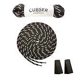 CUBSER 3 Paar extrem reißfeste Schnürsenkel – 5mm, rund, ideal für Wanderschuhe, Trekkingschuhe, Arbeitsschuhe und starke Beanspruchung, mit Schnürsenkel Fixator (140cm, Schwarz-Grau)