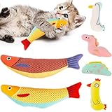 OWill 6 Stück katzenspielzeug Set,Weiches plüschfisch katzenminze Spielzeug,katzenspielzeug selbstbeschäftigung,Katzen Spielzeug mit katzenminze für