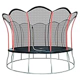 Ultrasport Gartentrampolin Trampolin Ø 366 cm, GS Zertifikat, Lotus, ovales/rundes/eckiges Gartentrampolin mit Sicherheitsnetz, gepolsterte Stangen, gepolsterte Randabdeckung, sicher, Outdoor