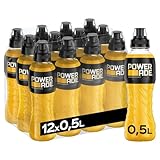 Powerade Sports Golden Mango, kalorienarmes Sport Getränk mit Mango-Geschmack, mit Elektrolyten, Sport Drink in stylischen Einweg Flaschen, 500 ml (12er Pack)