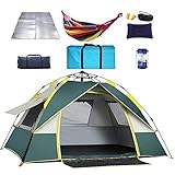 Dome Light Campingzelt Faltbares Campingzelt Vollautomatisches 190T Oxford Regendicht Familienzelt für 4-6 Personen Outdoor Tragbares Zelt (Grün, 200 x 200 x 135 cm)