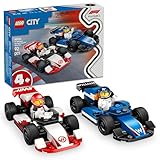 LEGO City F1 Williams Racing und Haas F1 Rennautos - Formel 1 Spielzeug mit baubaren Autos und 2 Rennfahrer Minifiguren - Kleine Geschenkideen für Jungen und Mädchen ab 4 Jahren 60464