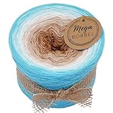 MegaBobbel*Strand & Meer*A4159* (Außenfarbe: Nymphe) Farbverlaufsgarn - Lace Garn Bobbel Wolle zum Häkeln & Stricken - 50% Baumwolle/50% Polyacryl (3 fädig, 3750m)