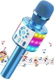 MicQutr Bluetooth Mikrofon Karaoke, Drahtloses LED Karaoke Mikrofon mit Lautsprecher Tonaufnahme für Party Podcast Familie, Kompatibel mit Android IOS PC - Geschenke für Erwachsene und Kinder