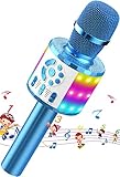 micqutr Kinder Karaoke Mikrofon | Bluetooth & Kabellos | Autotune & Stimmenverzerrer & Lichter | Spielzeug Für Mädchen ab 3 Jahren