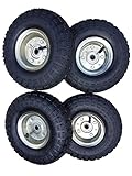 4 x FROSAL Luftrad Bollerwagen Ø 260 mm 4.10/3.50-4 | Ersatzrad Reifen Sackkarre | Achse 16 mm | Rad mit Kugellager | Stahlfelge silber | Sackkarrenrad
