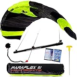 Wolkenstürmer® Paraflex Trainer 3-Leiner Lenkmatte 3.1 Neongrün - „Ready to Fly“ Kite Drachen inkl. Trainerbar - Trainer Kite - Windtrainer auch zum Mountainboard Fahren